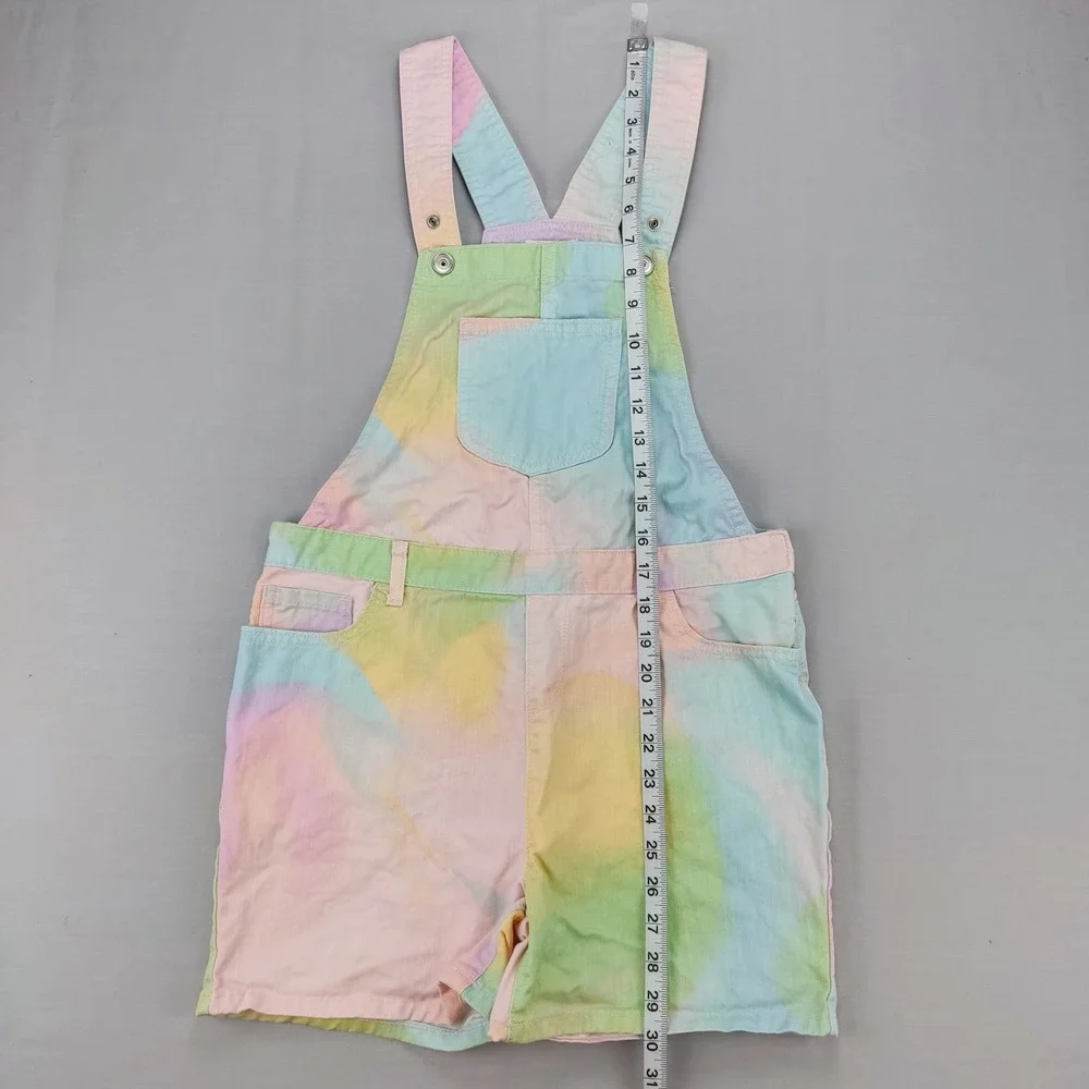 The Children's Place Shortalls Girls 14 Multicolor Tie Dye Denim Bib Overalls